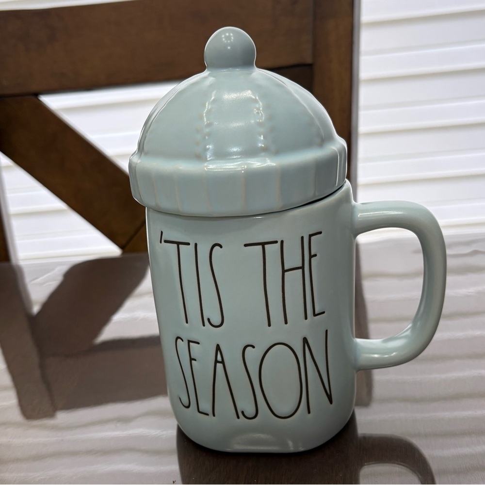 Baby Blue Tis the Season to Be Freezin Ceramic Rae Dunn Mug with Lid
